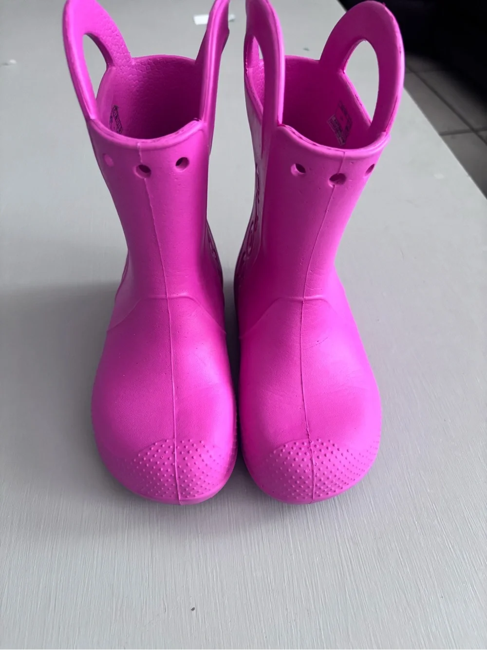 CROCS Kids Bright Pink Handle Rain & Snow Boots